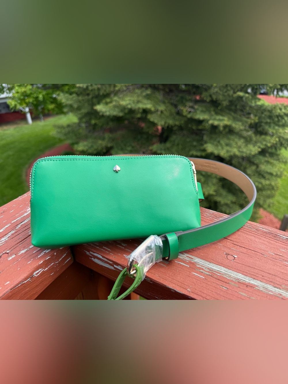 Kate Spade zip top leather belt bag Fanny Pack ~NWT~ Forest L/XL
